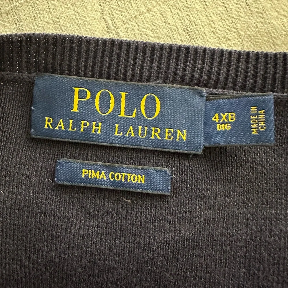 Polo Ralph Lauren Pima Cotton Sweater Vest 4XB Big Tall Classic Preppy Blue
